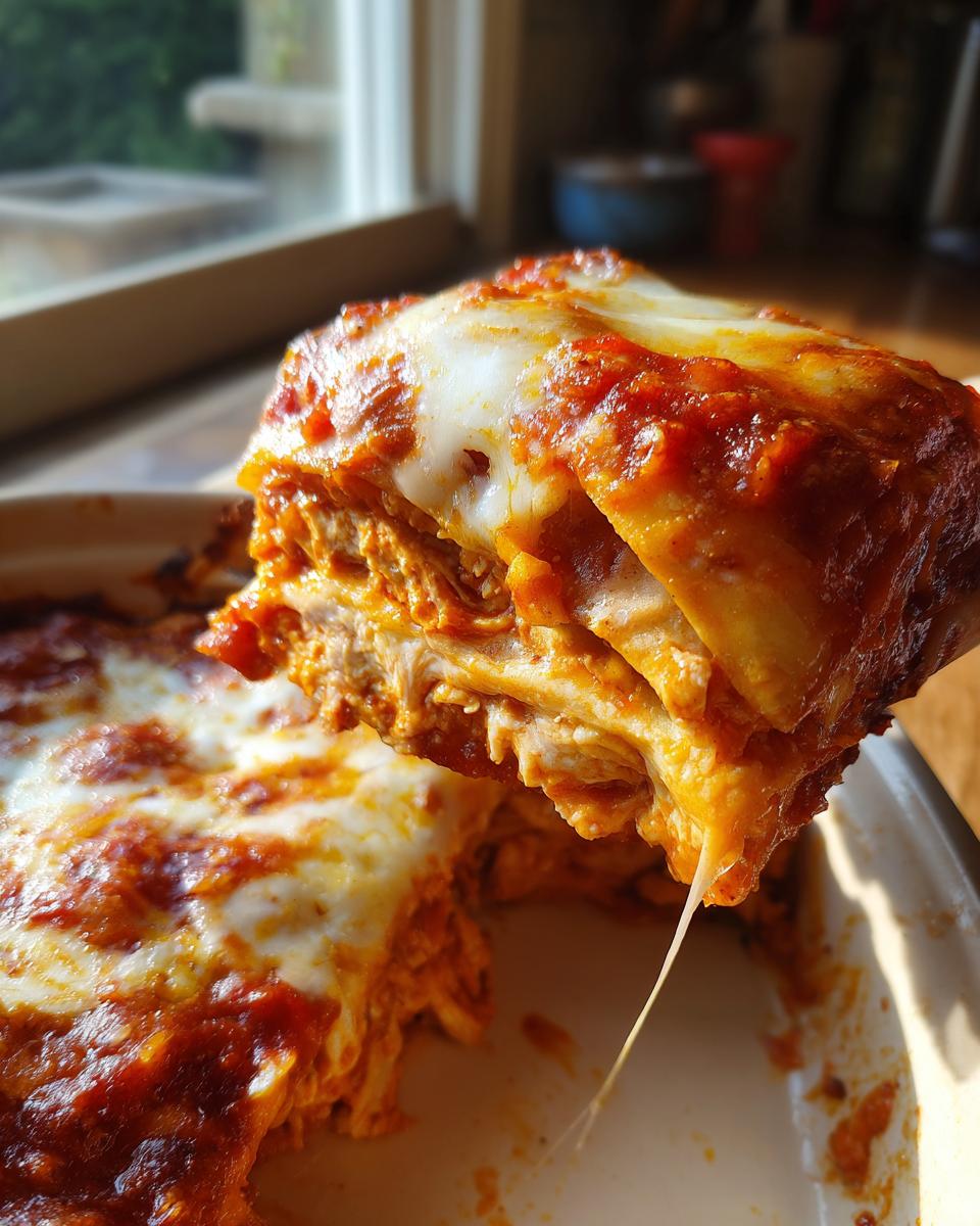 A close-up of a serving of cheesy chicken enchiladas, with melted cheese stretching as it's lifted.