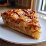 A perfect slice of Caramel Apple Tarte Tatin, showcasing flaky pastry and tender, caramelized apples.