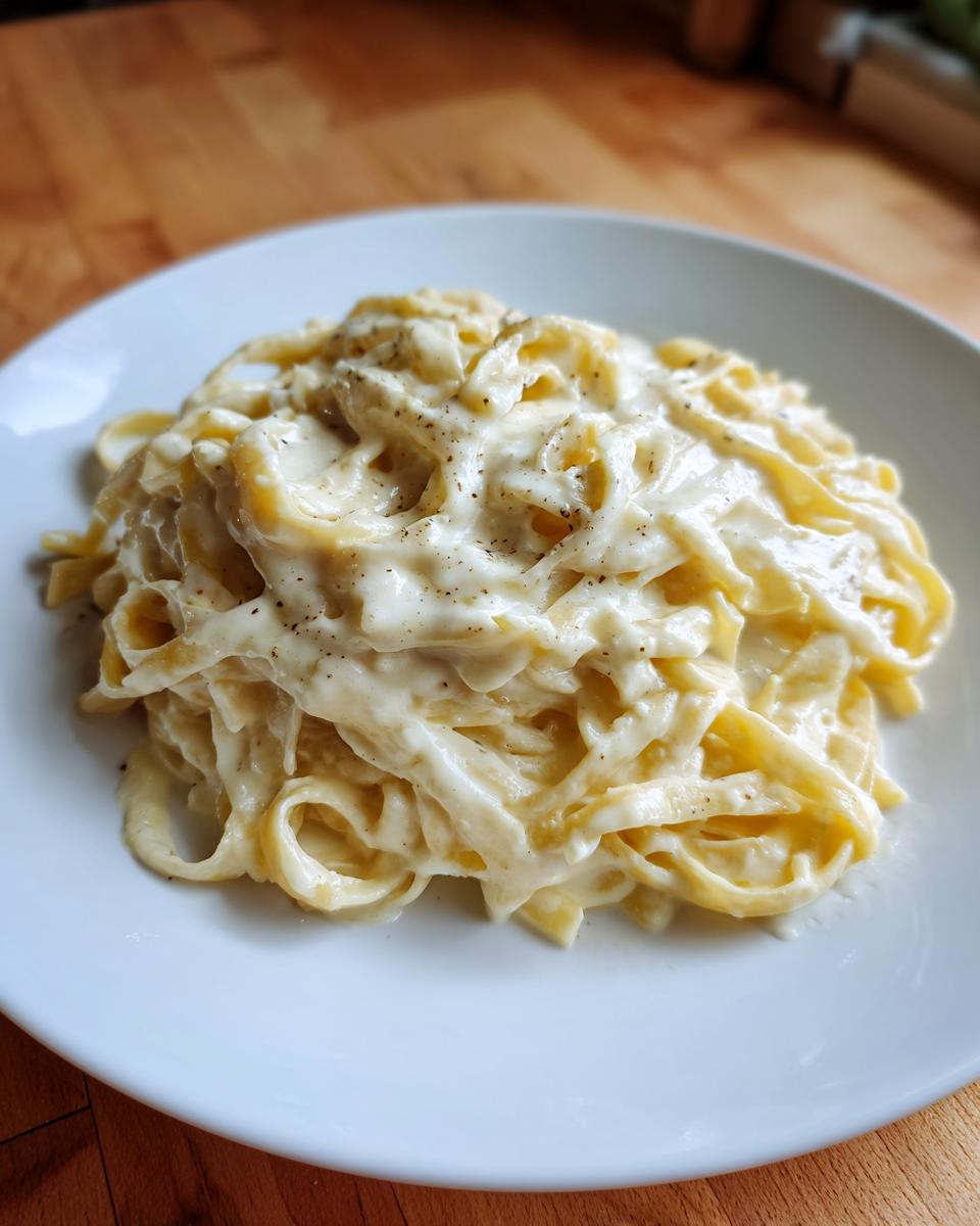 A close-up of fettuccine pasta generously coated in rich, creamy olive garden alfredo sauce and sprinkled with black pepper.
