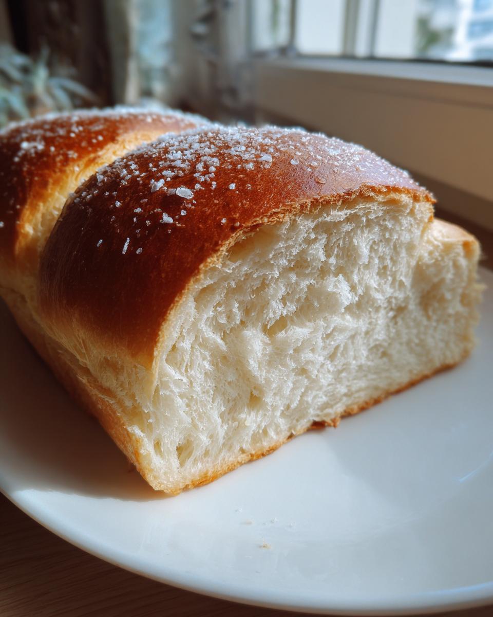 Close-up of a soft, fluffy slice of condensed milk bread with a golden crust sprinkled with coarse sugar.