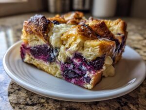blueberry cream cheese bread pudding - Featured