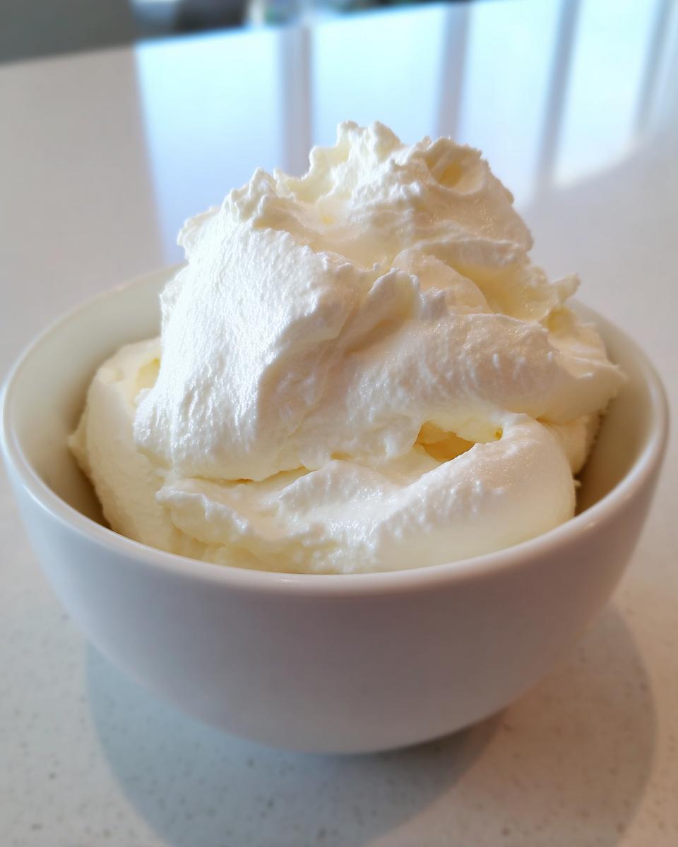 A white bowl filled with thick, creamy topping, likely the rich cream layer from homemade yogurt.