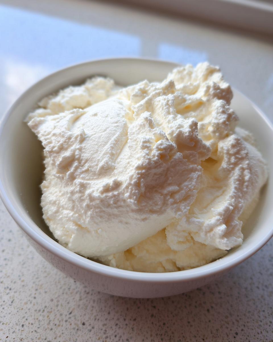 A close-up of thick, creamy homemade yogurt scooped into a small white bowl, showing its rich texture.